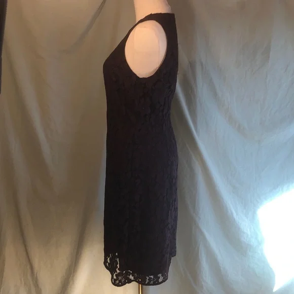 Plum A-line Cotton Blend Lace Midi Dress Ann Taylor - Picture 7 of 15